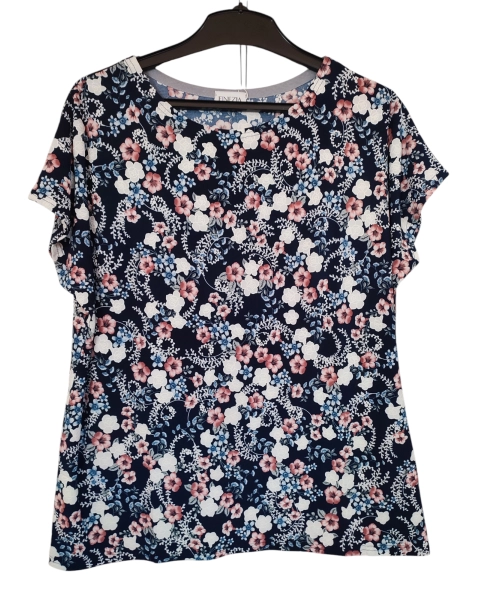 Tunika kimono z okrągłym dekoltem i wzorem w drobne kwiatuszki